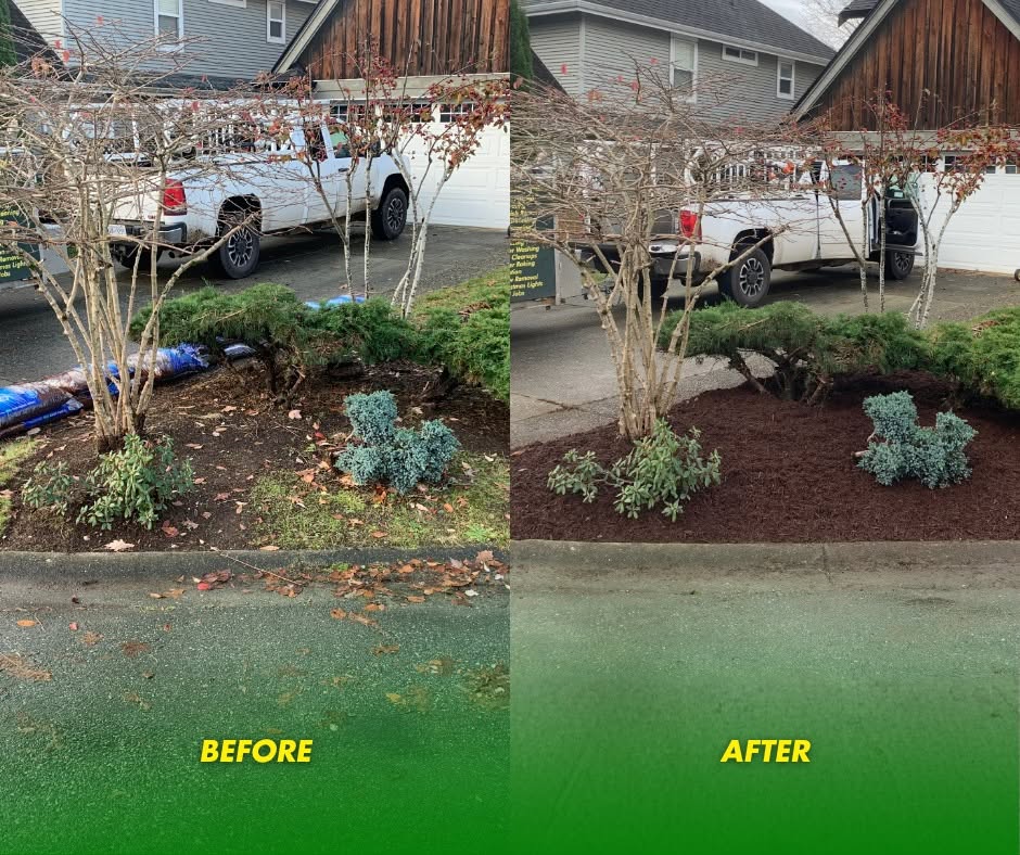 A garden bed transformed by a Jim's Mowing franchisee