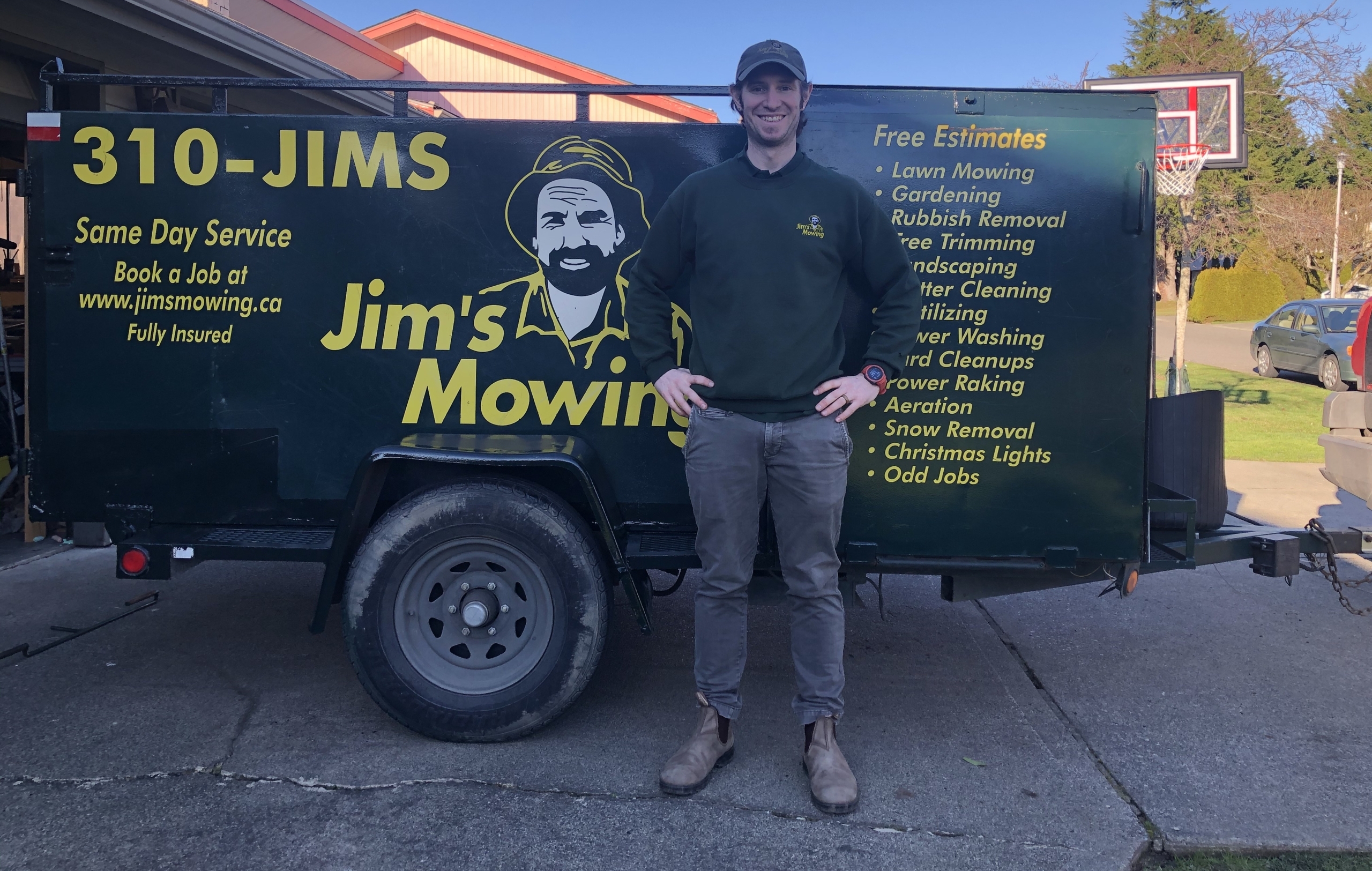 Steve Stabile our Jim’s Mowing franchisee in Victoria in front of trailer