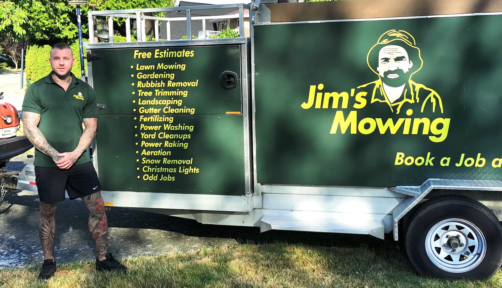 Mark Skladowski our Jim’s Mowing franchisee in Chilliwack in front of trailer