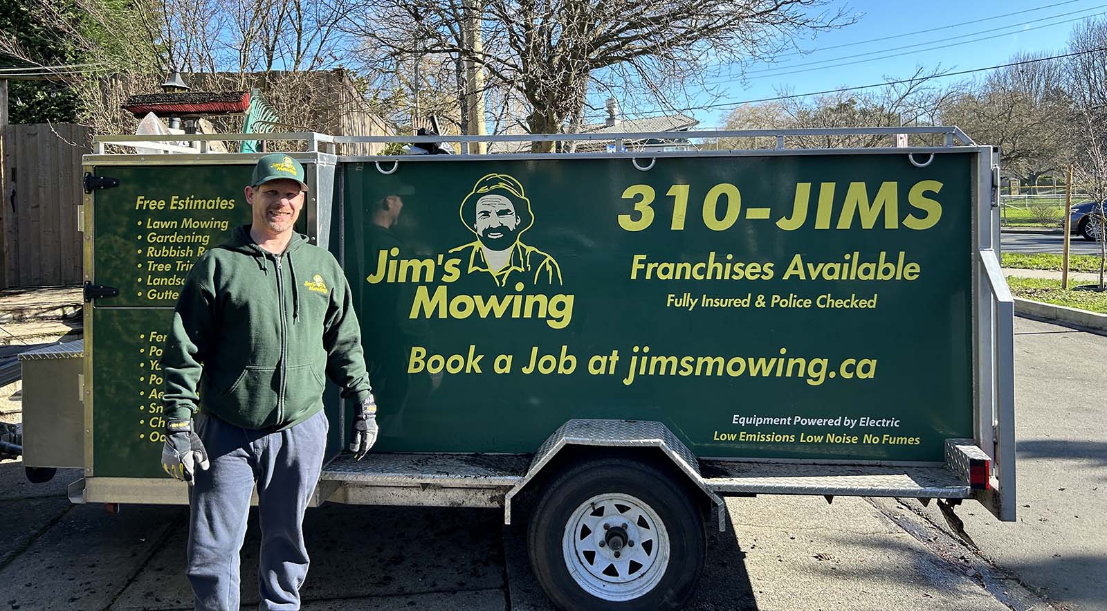 Geoff Morehouse our Jim’s Mowing franchisee in Victoria in front of trailer